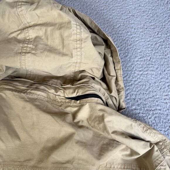 Timberland Stratham Issue Jacket Men Small Tan Khaki Removable Hood Full Zip - Picture 13 of 16